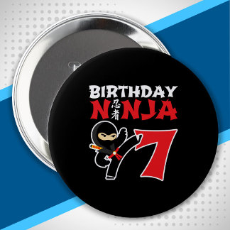 Kids Birthday Ninja - 7 Year Old Party Theme 10 Cm Round Badge