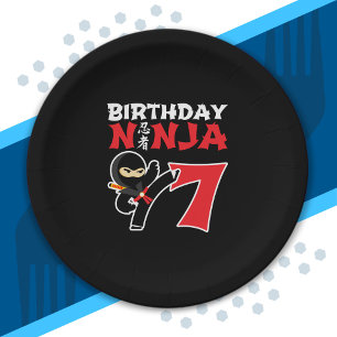 Kids Birthday Ninja - 7 Year Old Party Theme Paper Plate