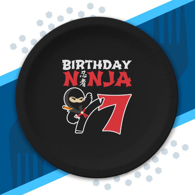 Kids Birthday Ninja - 7 Year Old Party Theme Paper Plate (Creator Uploaded)