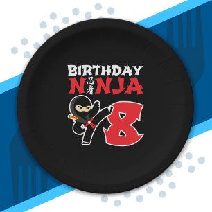 Kids Birthday Ninja - 8 Year Old Party Theme Paper Plate