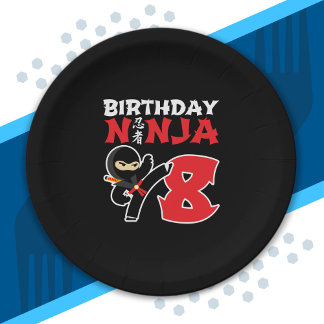 Kids Birthday Ninja - 8 Year Old Party Theme Paper Plate