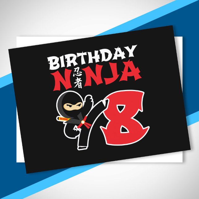 Kids Birthday Ninja - 8 Year Old Party Theme Postcard (Creator Uploaded)