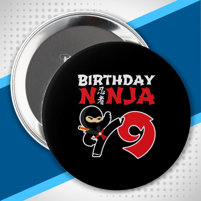 Kids Birthday Ninja - 9 Year Old Party Theme 10 Cm Round Badge (Creator Uploaded)