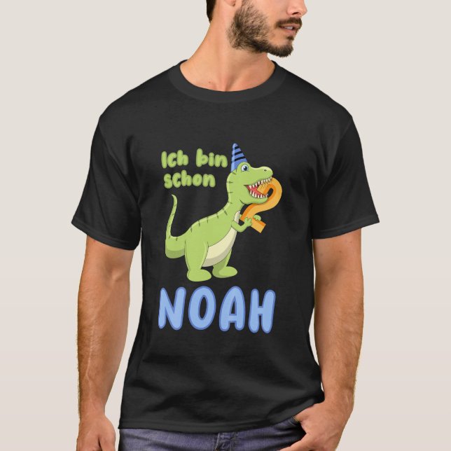 Kids Birthday Outfit 2 Years Dino Dinosaur Noah Bi T-Shirt (Front)