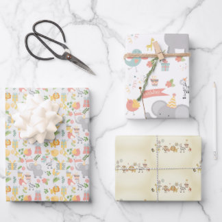 kids birthday party Animal jungle theme birthday Wrapping Paper Sheet