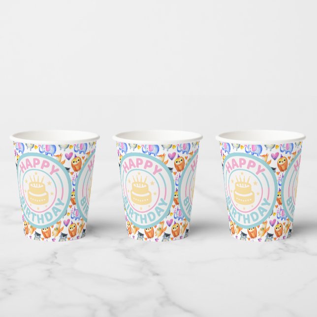 Kids Birthday Party Animals Paper Cups (Multi)