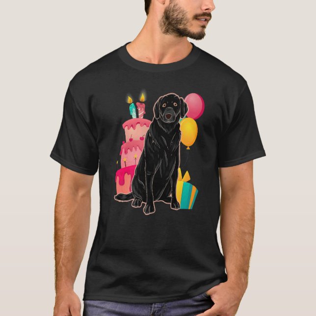 Kids Birthday Party Black Labrador Dog  Cute Black T-Shirt (Front)