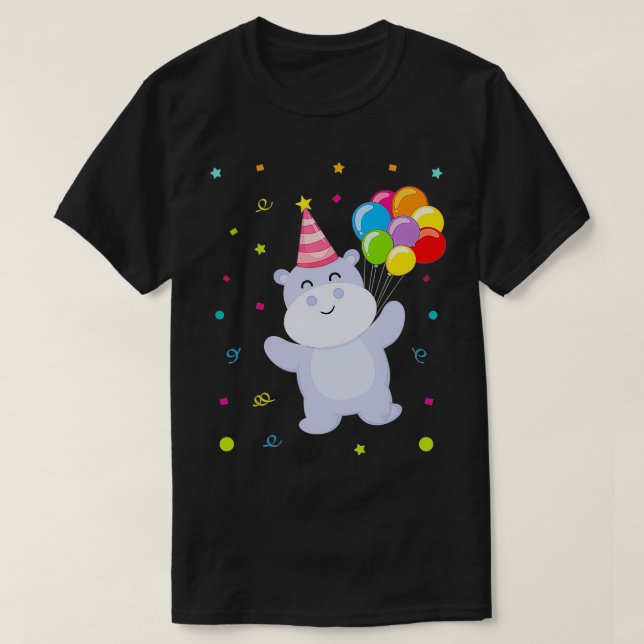 Kids Birthday Party Celebration Balloons Cute Anim T-Shirt (Design Front)