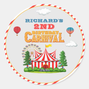 Kid's Birthday Party Circus carnival Theme Classic Round Sticker