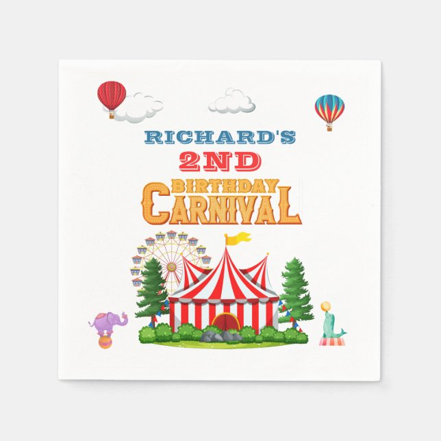 Kid's Birthday Party Circus carnival Theme Napkin (Front)