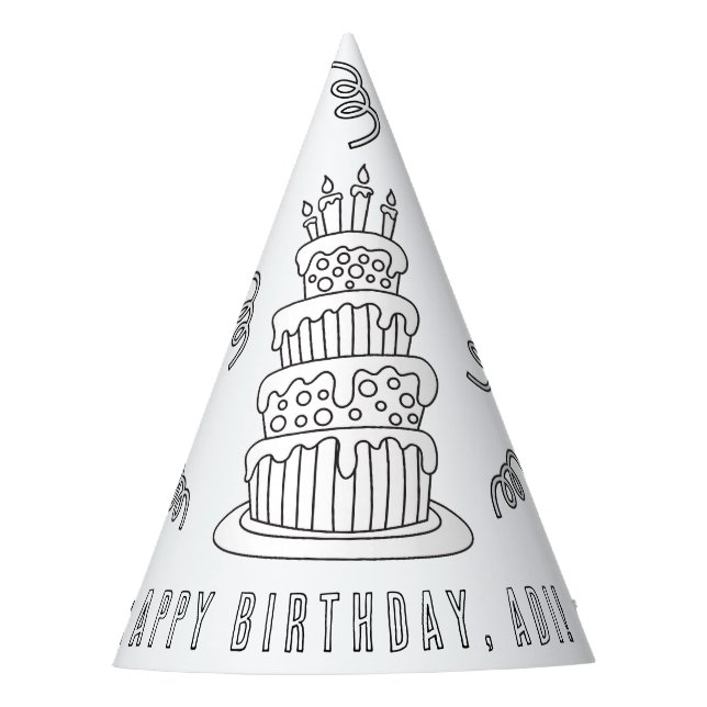 Kids' Birthday Party - Colour Your Own Party Hat (Front)