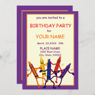 Kids Birthday Party Crayon Design Invitation