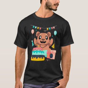 Kids Birthday Party Cute Animal Grizzly Bear T-Shirt