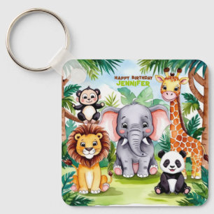 Kids Birthday Party Cute Animals Safari Jungle  Key Ring