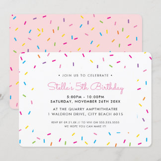 KIDS BIRTHDAY PARTY cute colourful bright sprinkle Invitation