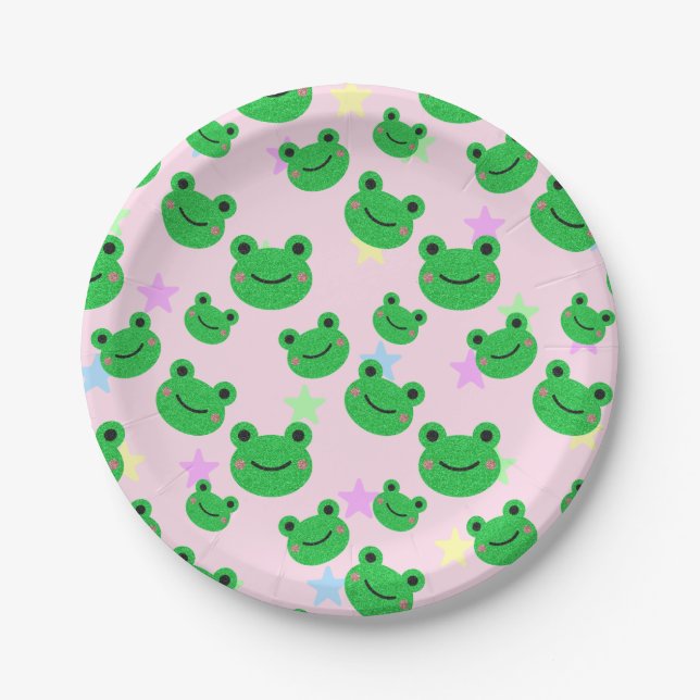 Kids Birthday Party Cute Frog Paper Plate (Front)