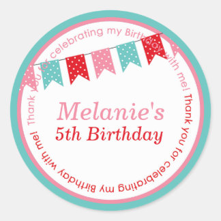 Kids birthday party DIY bunting stickers favours
