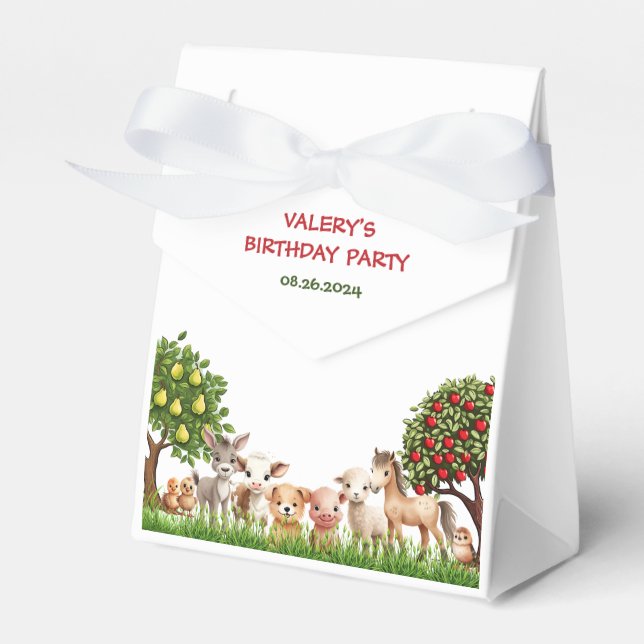 Kids Birthday Party Farm Animals for Girl Favour Box (Front Side)
