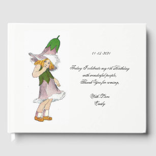 Kids Birthday Party Gentian Cute Flower Girl Guest Book