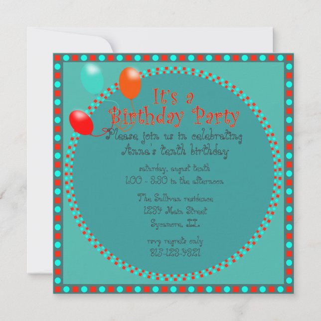 Kid's Birthday Party invitation (Front)