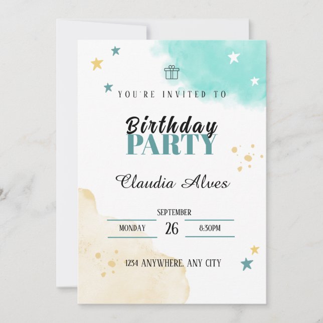 Kids Birthday Party Invitation Card  (Front)