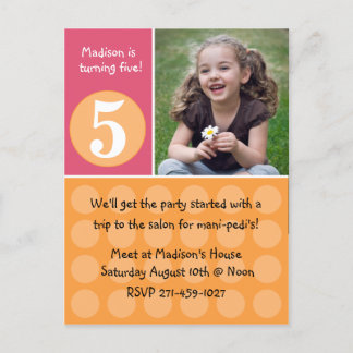 Kids Birthday Party Invitation Postcard