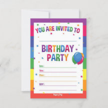 Kids Birthday Party Invitations for Boys or Girls