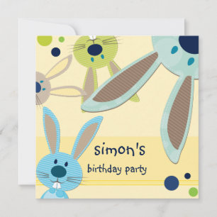 KIDS BIRTHDAY PARTY INVITE cute bunny's peeking