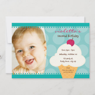 KIDS BIRTHDAY PARTY INVITE cute icecream cone