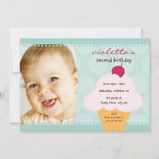 KIDS BIRTHDAY PARTY INVITE cute icecream cone