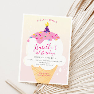 KIDS BIRTHDAY PARTY INVITE retro ice-cream cone