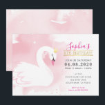 KIDS BIRTHDAY PARTY INVITE swan princess gold pink<br><div class="desc">by kat massard >>> kat@simplysweetPAPERIE.com <<< Original illustration by me!!! A pretty, elegant swan themed invitation design for your child's BIRTHDAY. Wow your friends and family with this little number ;D Setup as a template it is simple for you to add your own details, or hit the customise button and...</div>