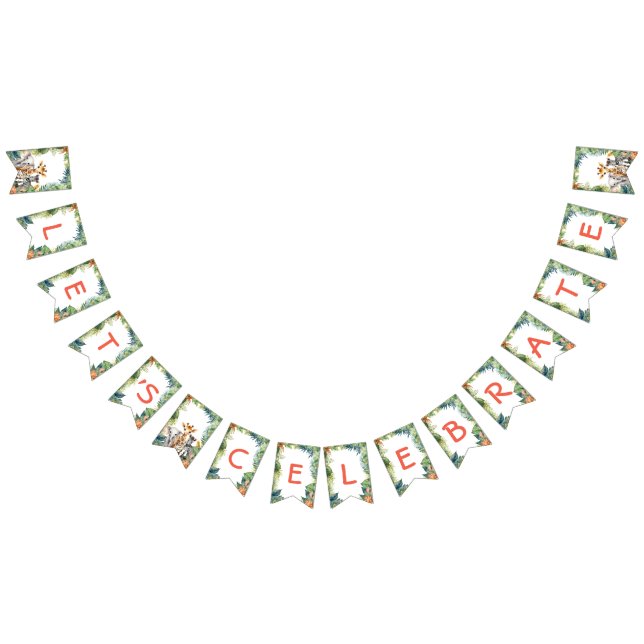 Kids Birthday Party Jungle Safari Animals for Girl Bunting (All)