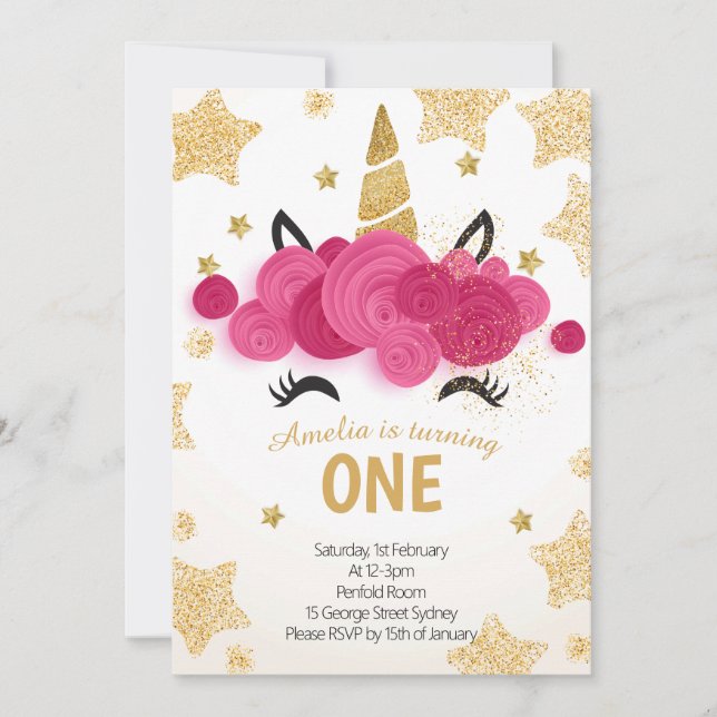 Kids Birthday Party Magic Unicorn Invitation (Front)