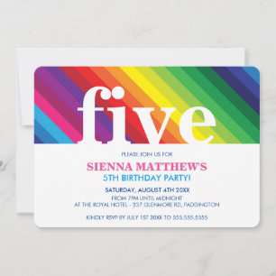 KIDS BIRTHDAY PARTY modern colourful bold rainbow Invitation