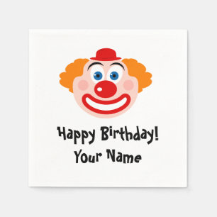 Kid's Birthday party napkins with funny clown face