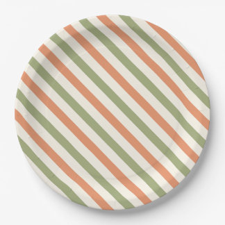 Kids birthday party Retro striped pattern colourfu Paper Plate