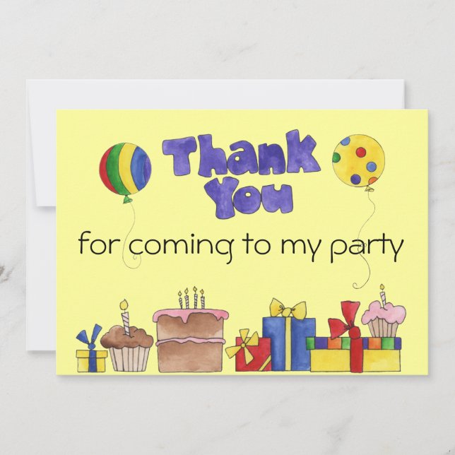 Kids Birthday Party Thank You cards Personalised I (Front)