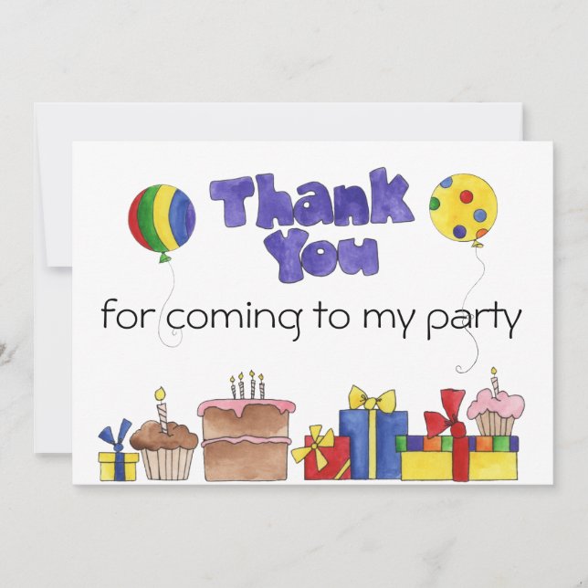 Kids Birthday Party Thank You cards Personalised I (Front)