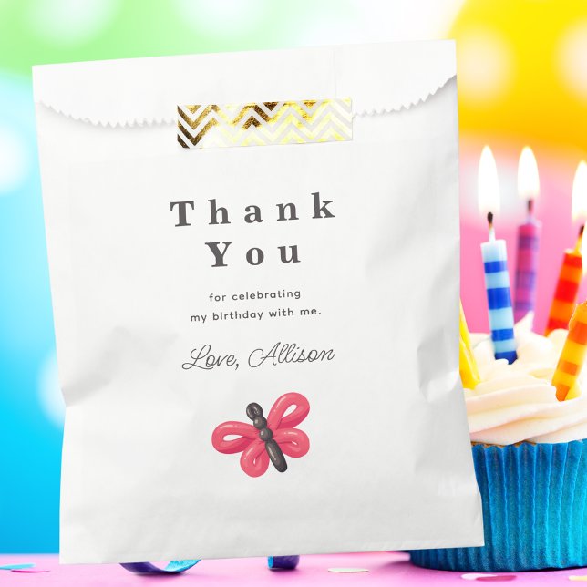 Kids Birthday Party Thank You Cute Pink Butterfly Favour Bags (Creator Uploaded)