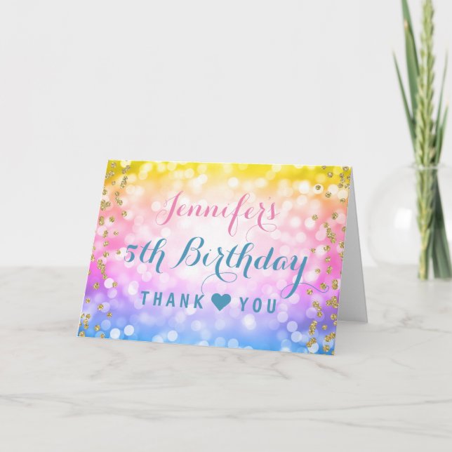 Kids Birthday Party Thank You Unicorn Rainbow (Front)