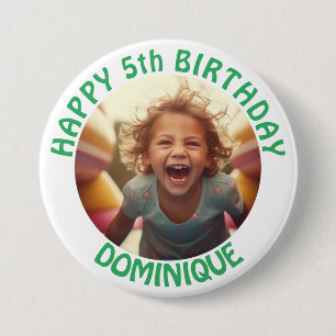 Kids Birthday Photo Button With Name And Age