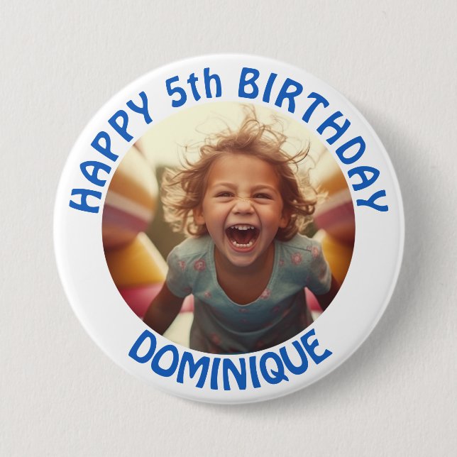Kids Birthday Photo Button With Name And Age (Front)