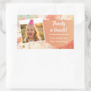 Kids Birthday Photo Thanks a Bunch Pastel Confetti Rectangular Sticker