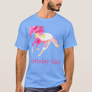 Kids Birthday Pink Watercolor Horse Gift  for Girl T-Shirt