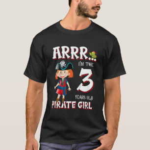 Kids Birthday Pirate Girl 3 year old little Pirate T-Shirt