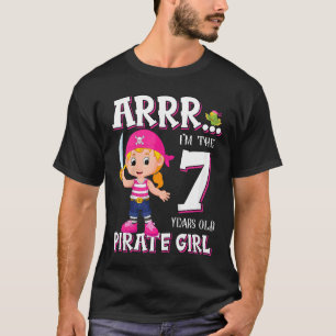 Kids Birthday Pirate Girl 7 year old little Pirate T-Shirt