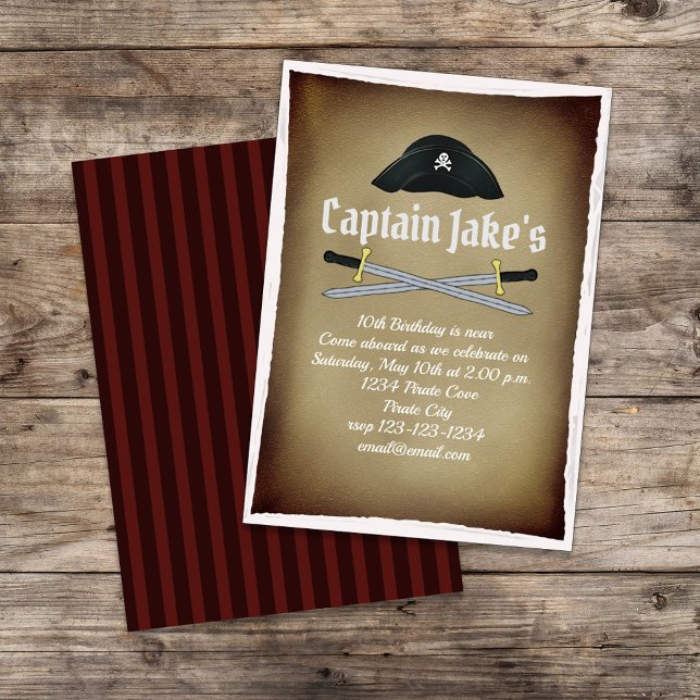 Kids Birthday Pirate Party Map Cute Whimsical Invitation (Pirate themed birthday party invitations. )