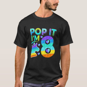 Kids Birthday Pop It I'm 8 Eight Unicorn Fidget T-Shirt