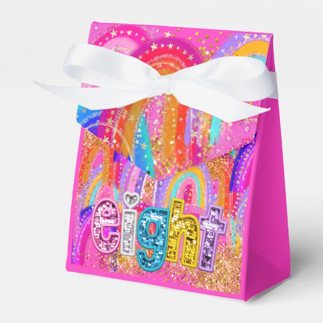 Kids Birthday Rainbow Glitter Favour Boxes (Front Side)